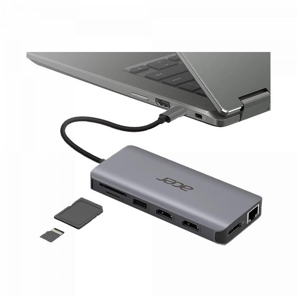 Acer 12 in 1 Type C Dongle: 2xUSB 3.2 / 2xUSB 2.0 / SD /  TF / 2xHDMI / PD / DP / RJ-45 / 3.5mm в Ташкенте - фото