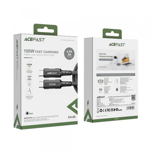 Acefast C4-03 (USB-C/USB-C) 100W Aluminum 2m Black в Ташкенте - фото