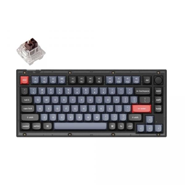 Keychron V1 QMK Knob RGB [Gateron G Pro Brown] HotSwap Frosted Black в Ташкенте - фото