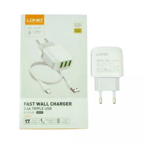 LDNIO A3312 / 17W / +cable USB-C 1m Toshkentda - fotosurat