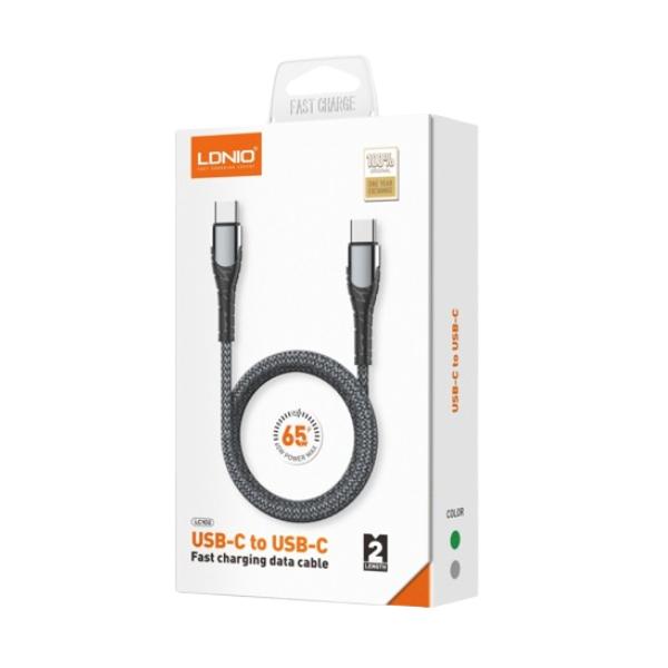 LDNIO USB-C to USB-C / 65w / 2m Gray в Ташкенте - фото