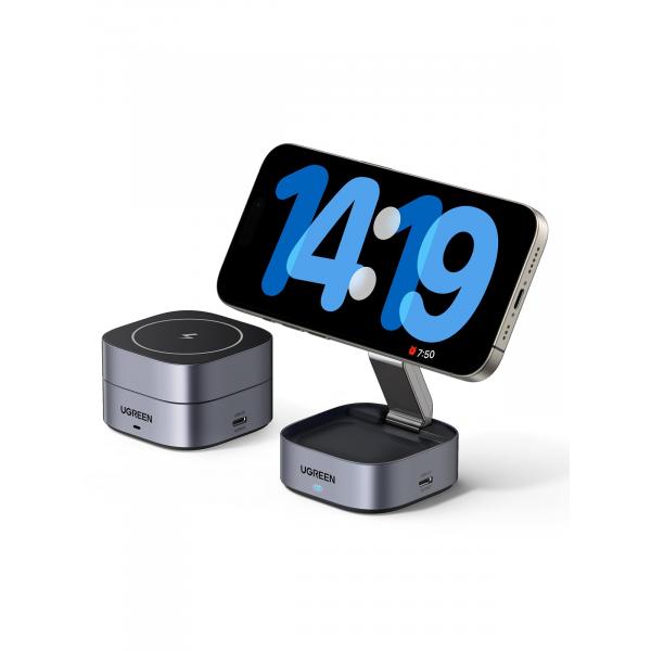 Ugreen 2-in-1 Magnetic Wireless Charger Qi2 Toshkentda - fotosurat