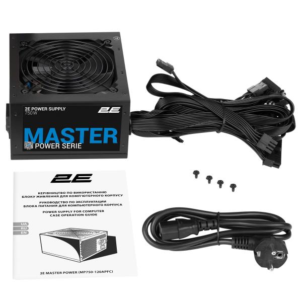 2E Master Power (750W), >80%, 80+ White, 120mm, 1xMB 24pin(20+4), 1xCPU 8pin(4+4), 3xMolex, 5xSATA, 4xPCIe 8pin(6+2) Toshkentda - fotosurat