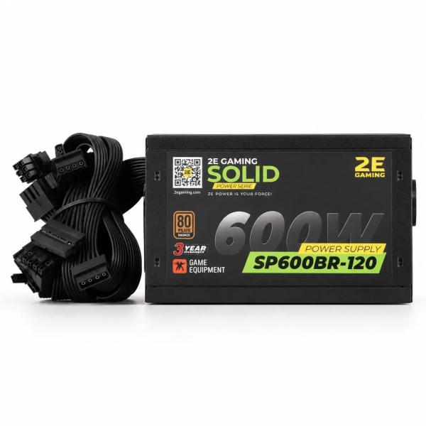 2E SOLID POWER (600W), 110-240V, >85%, 80+Bronze, APFC, 120мм, MB(20+4), CPU(4+4), 6xSA в Ташкенте - фото